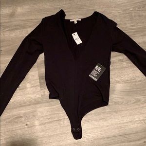 Express black plunge neck bodysuit
